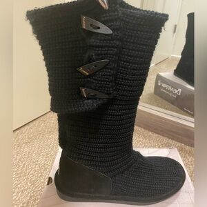 BearPaw Black Knit Winter Boots